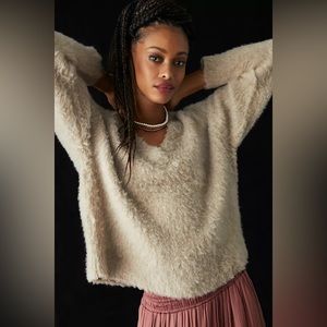 Anthropologie Maeve Plush V-Neck Sweater